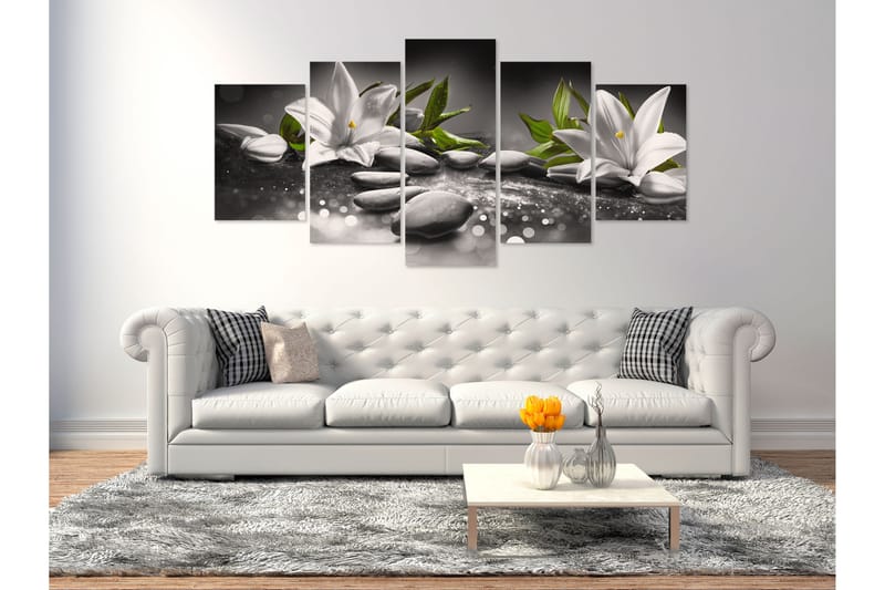 Taulu Lilies And Kivis 5 Parts Wide Grey 200x100 - Artgeist sp. z o. o. - Sisustustuotteet - Taulu & taide - Canvas-taulu