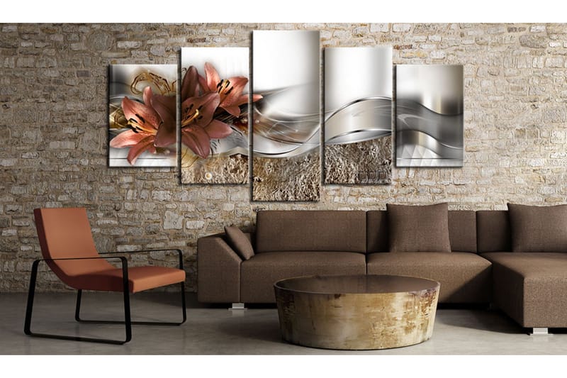 Taulu Lily Marsala And Abstraction 100x50 - Artgeist sp. z o. o. - Sisustustuotteet - Taulu & taide - Canvas-taulu