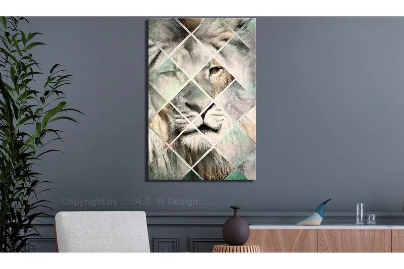 Taulu Lion on the Chessboard (1 Part) Vertical 40x60, Artgeist sp. z o. o.