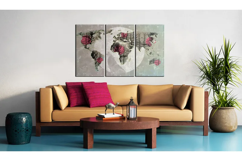 Taulu Maailmankartta: Full Moon Triptych 90x60, Artgeist sp. z o. o.