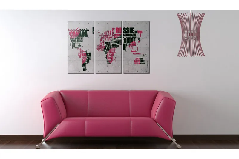 Taulu Maailmankartta (ranska) Triptych 90x60, Artgeist sp. z o. o.