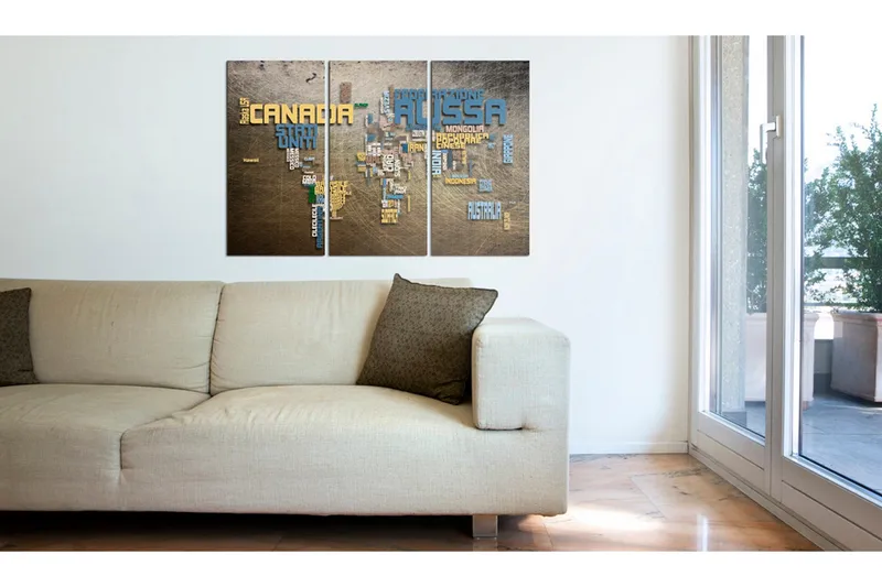 Taulu Maailmankartta Triptyykki 90x60, Artgeist sp. z o. o.