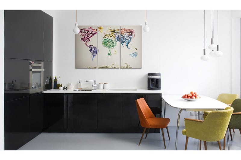 Taulu Maailmankartta värillinen savujälki Triptyykki 90x60, Artgeist sp. z o. o.