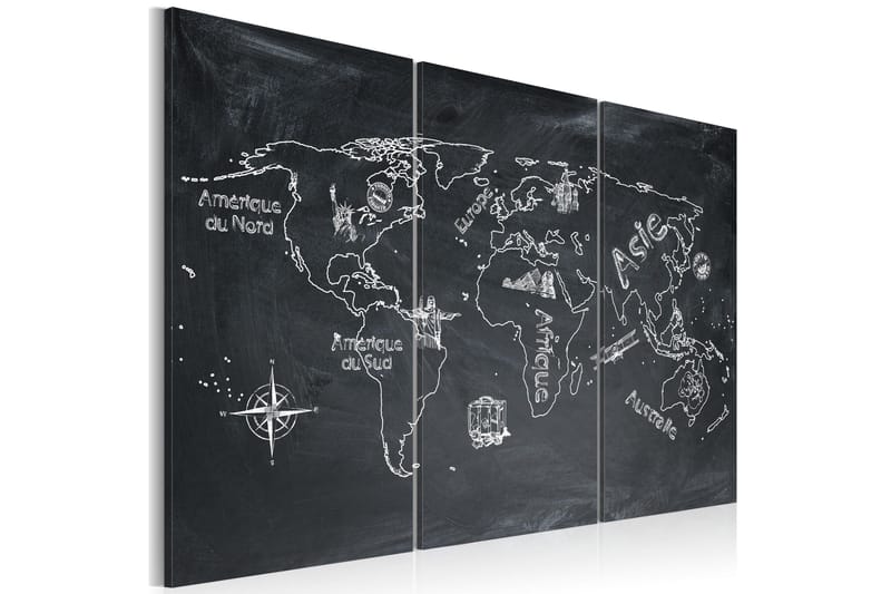 Taulu Maantieteellinen oppitunti (ranska) Triptyykki 90x60 - Artgeist sp. z o. o. - Sisustustuotteet - Taulu & taide - Canvas-taulu