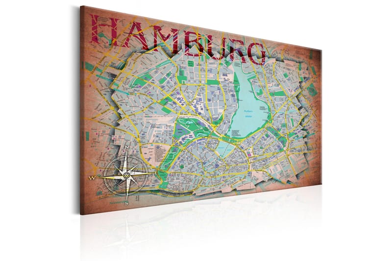 Taulu Map of Hamburg 120x80 - Artgeist sp. z o. o. - Sisustustuotteet - Taulu & taide - Canvas-taulu