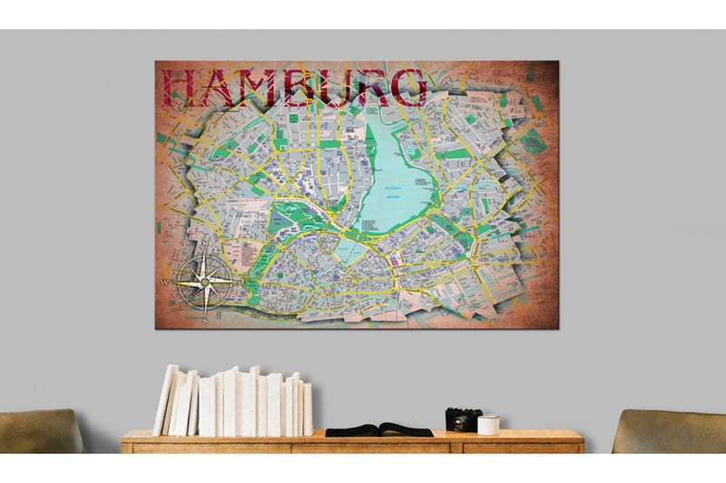 Taulu Map of Hamburg 60x40, Artgeist sp. z o. o.