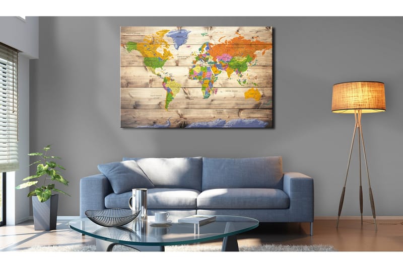 Taulu Map on wood: Colourful Travels 90x60, Artgeist sp. z o. o.
