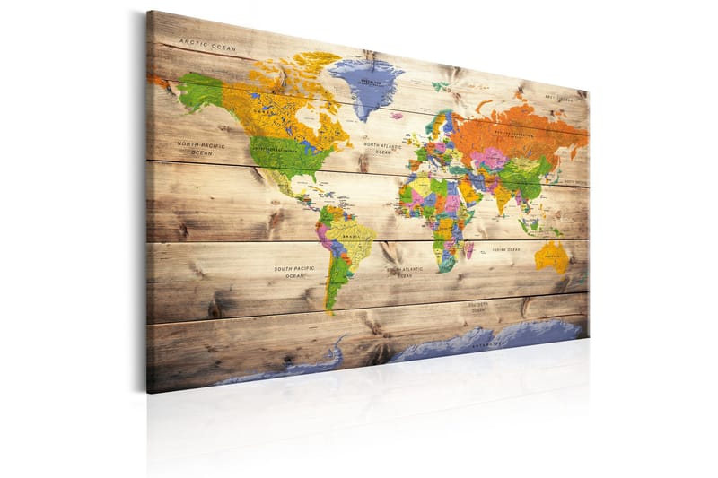 Taulu Map on wood: Colourful Travels 90x60 - Artgeist sp. z o. o. - Sisustustuotteet - Taulu & taide - Canvas-taulu