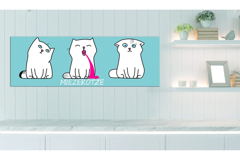 Taulu Miezekotze Cat Trio Blue 150x50 - Artgeist sp. z o. o. - Sisustustuotteet - Taulu & taide - Canvas-taulu