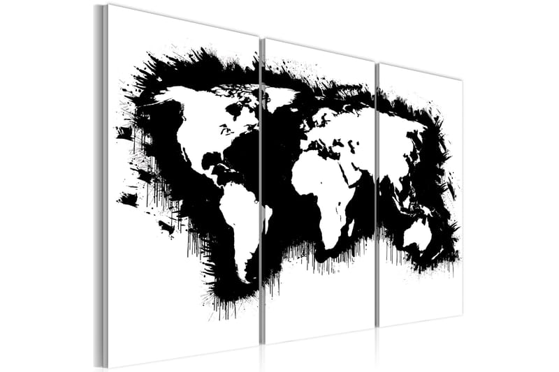 Taulu Monochromatic Världskarta Triptyken 60x40, Artgeist sp. z o. o.