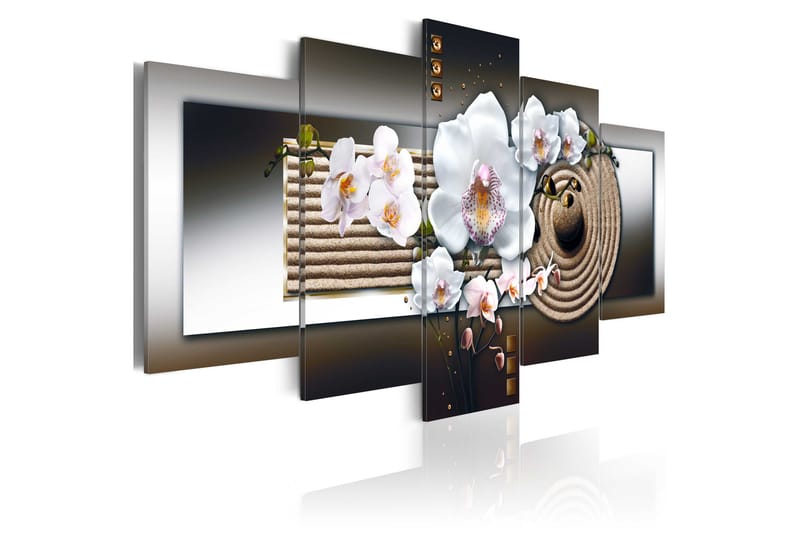 Taulu Orchid And Zen Garden Brown 100x50, Artgeist sp. z o. o.