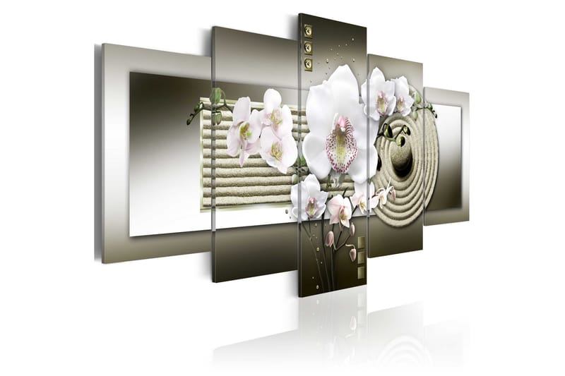Taulu Orchid And Zen Garden In Grey 200x100, Artgeist sp. z o. o.