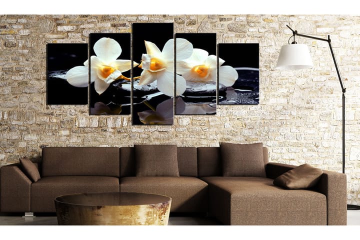 Taulu Orchids With Orange Accent 100x50 - Artgeist sp. z o. o. - Canvas-taulu - Seinäkoristeet