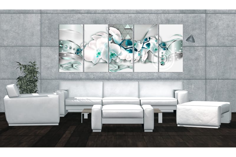 Taulu Orchises And Abstraction 225x90 - Artgeist sp. z o. o. - Sisustustuotteet - Taulu & taide - Canvas-taulu