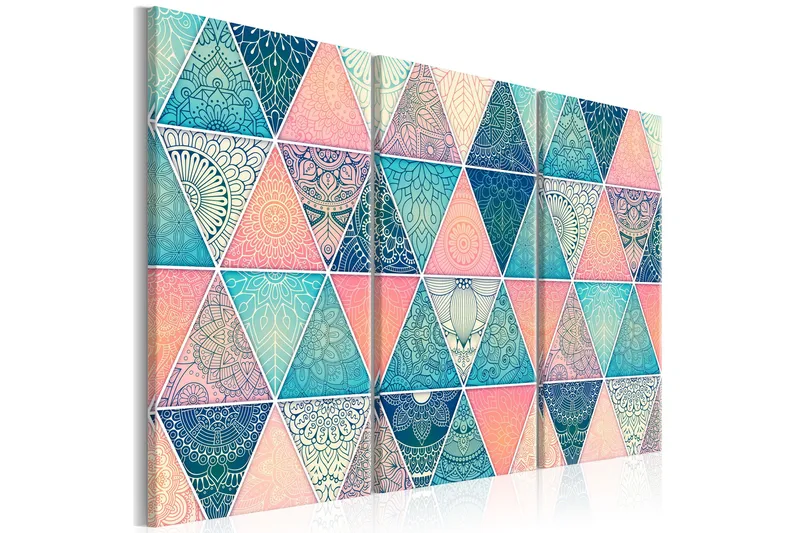 Taulu Oriental Triangles 3 Parts 90x60, Artgeist sp. z o. o.