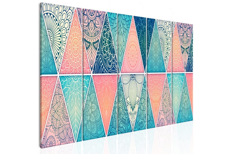 Taulu Oriental Triangles 5 Parts Narrow 200x80, Artgeist sp. z o. o.