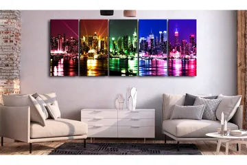 Taulu Rainbow New York 5 Parts Narrow 225x90 - Artgeist sp. z o. o. - Sisustustuotteet - Taulu & taide - Canvas-taulu