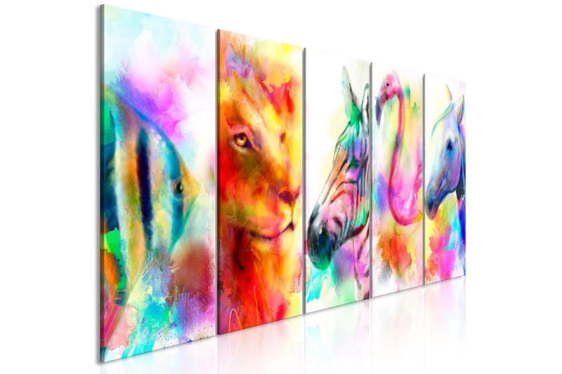 Taulu Rainbow Watercolours 5 Parts Narrow 225x90, Artgeist sp. z o. o.