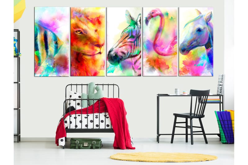 Taulu Rainbow Watercolours 5 Parts Narrow 225x90 - Artgeist sp. z o. o. - Sisustustuotteet - Taulu & taide - Canvas-taulu