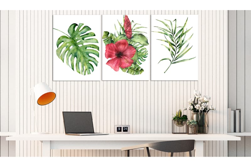 Taulu Red Hibiscus 3 Parts 120x60 - Artgeist sp. z o. o. - Sisustustuotteet - Taulu & taide - Canvas-taulu