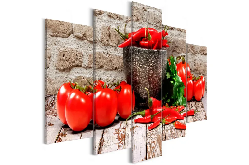 Taulu Red Vegetables 5 Parts Brick Wide 100x50, Artgeist sp. z o. o.