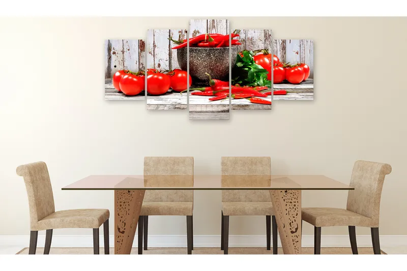 Taulu Red Vegetables 5 Parts Wood Wide 100x50 - Artgeist sp. z o. o. - Sisustustuotteet - Taulu & taide - Canvas-taulu
