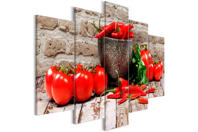 Taulu Red Vegetables 5 Parts Brick Wide 200x100, Artgeist sp. z o. o.