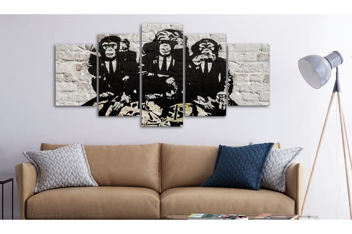 Taulu Rich Monkeys 5 Parts Wide 100x50 - Artgeist sp. z o. o. - Canvas-taulu - Seinäkoristeet