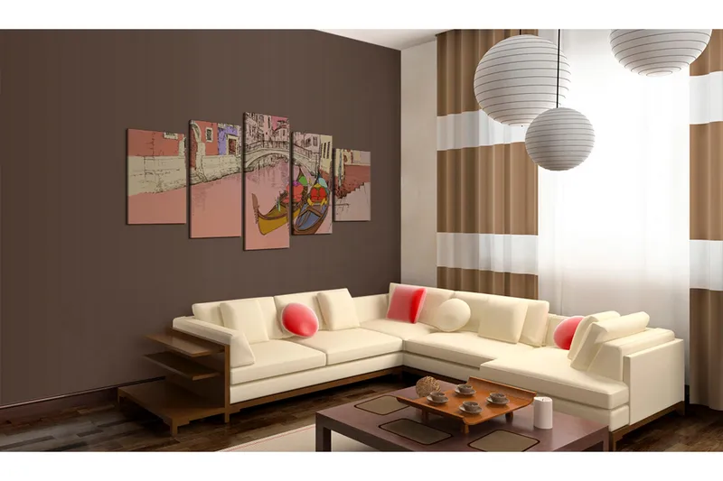 Taulu Romantic Gondolas 5 Pieces 200x100 - Artgeist sp. z o. o. - Sisustustuotteet - Taulu & taide - Canvas-taulu