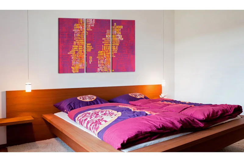 Taulu Ruotsin kartta (vaaleanpun tausta) Triptyykki 90x60, Artgeist sp. z o. o.