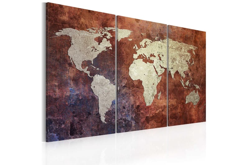 Taulu Rusty Maailmankartta Triptyykki 60x40, Artgeist sp. z o. o.