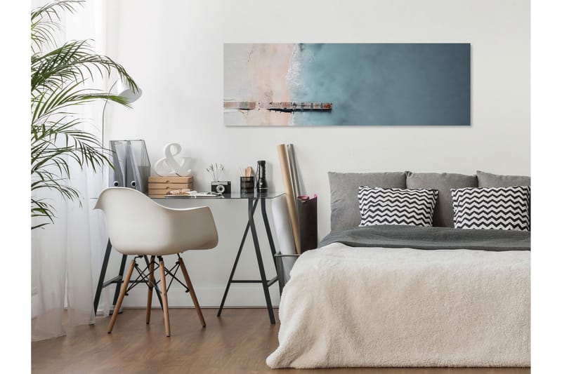 Taulu Sea and Wooden Bridge (1 Part) Narrow Grey 150x50, Artgeist sp. z o. o.