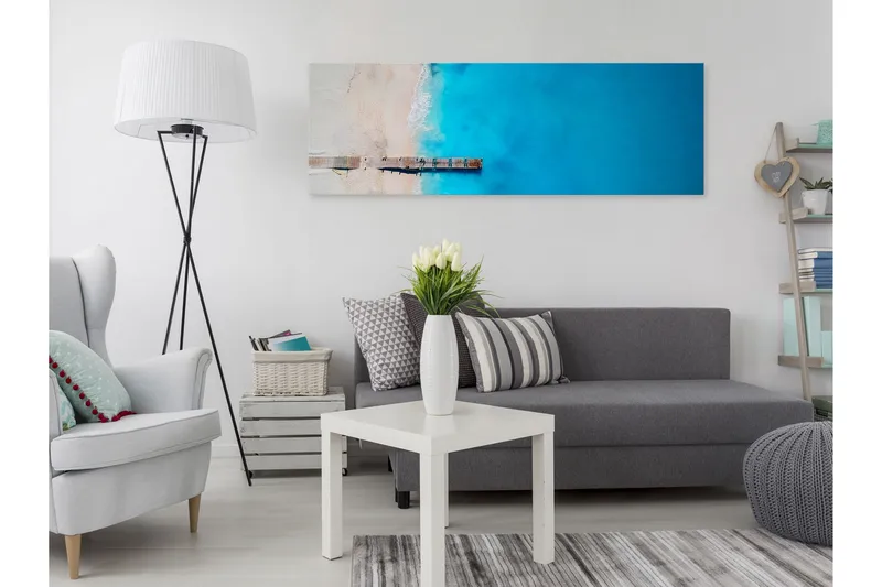Taulu Sea and Wooden Bridge (1 Part) Narrow Blue 120x40, Artgeist sp. z o. o.