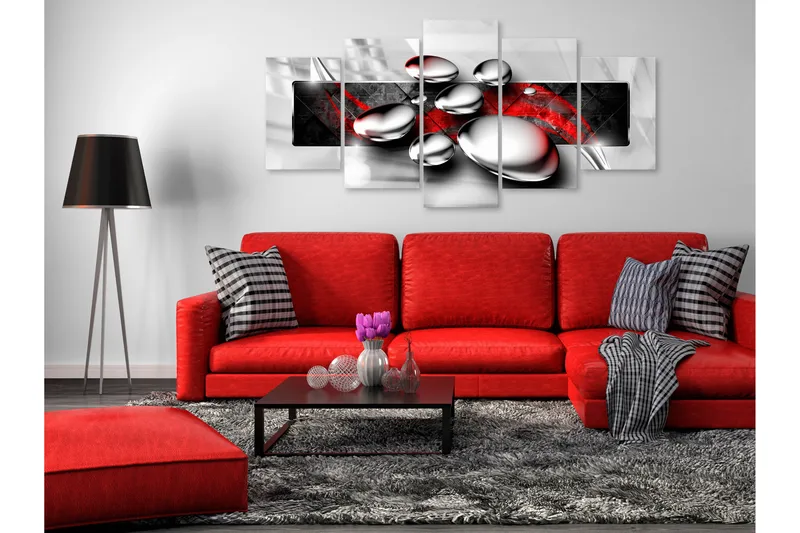 Taulu Shiny Stones 5 Parts Wide Red 100x50 - Artgeist sp. z o. o. - Sisustustuotteet - Taulu & taide - Canvas-taulu