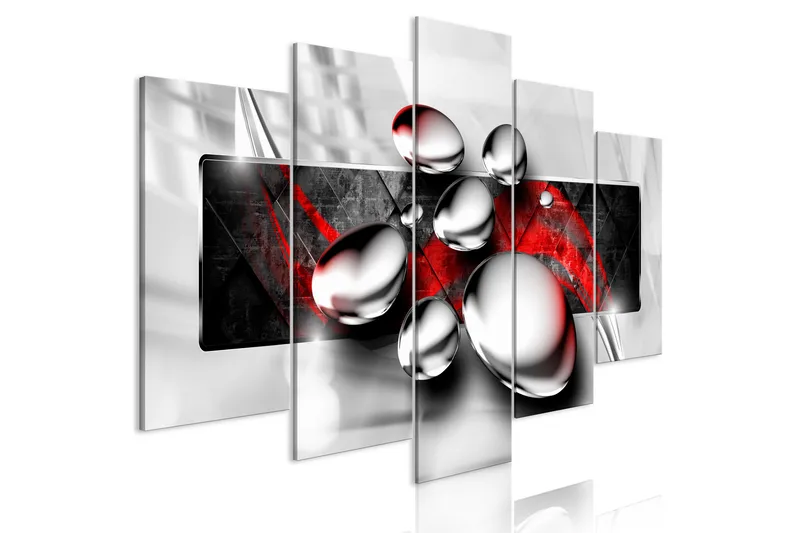 Taulu Shiny Stones 5 Parts Wide Red 100x50, Artgeist sp. z o. o.