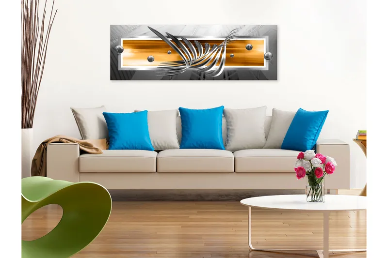 Taulu Silver Wings (1 Part) Narrow Orange 120x40, Artgeist sp. z o. o.