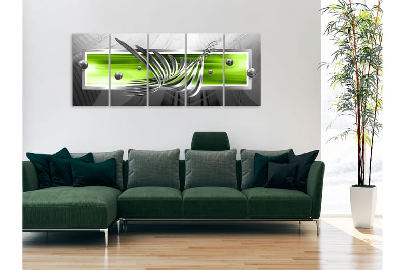 Taulu Silver Wings 5 Parts Narrow Green 225x90 - Artgeist sp. z o. o. - Sisustustuotteet - Taulu & taide - Canvas-taulu