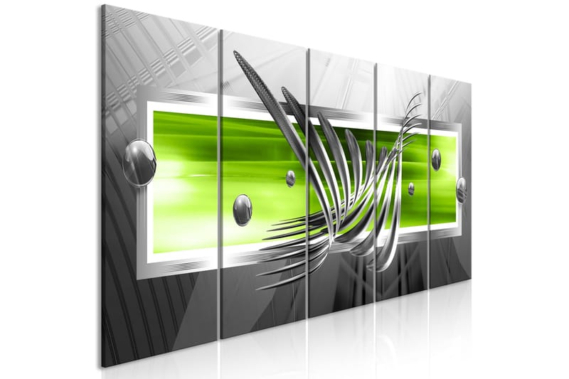 Taulu Silver Wings 5 Parts Narrow Green 225x90, Artgeist sp. z o. o.