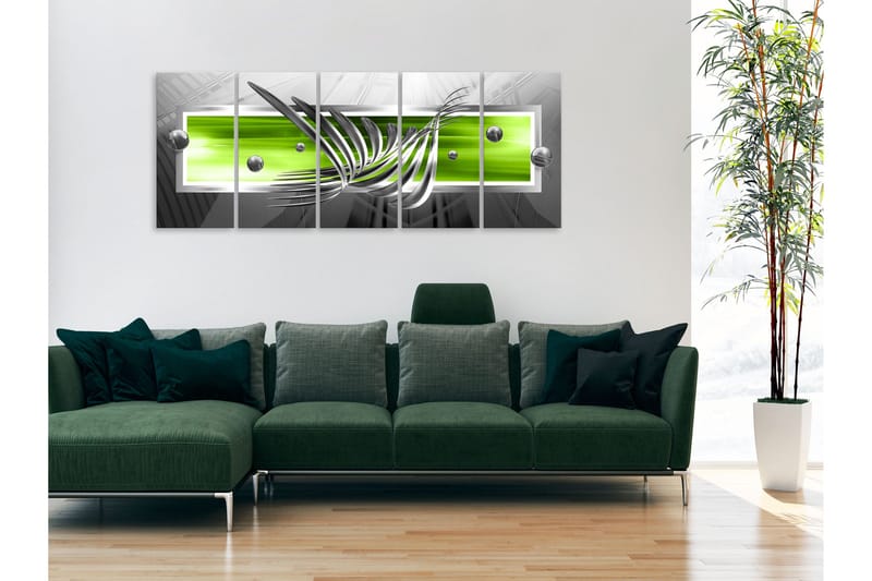 Taulu Silver Wings 5 Parts Narrow Green 225x90 - Artgeist sp. z o. o. - Sisustustuotteet - Taulu & taide - Canvas-taulu