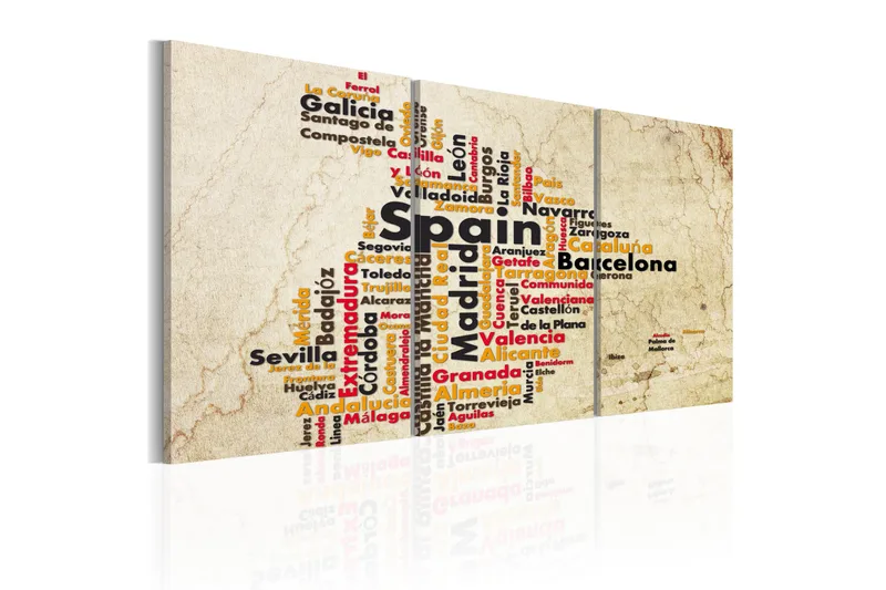 Taulu Spanien Text Kartan Färger Flaggan 60x30, Artgeist sp. z o. o.