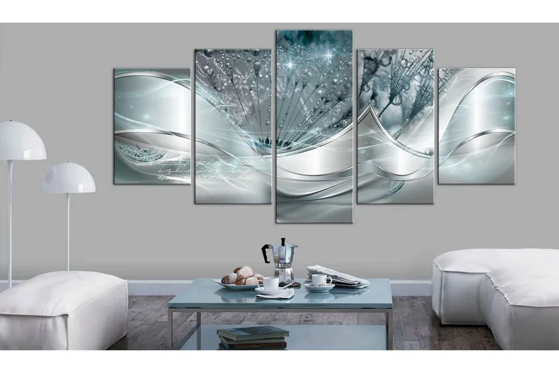 Taulu Sparkling Dandelions 5 Parts Blue Wide 200x100 - Artgeist sp. z o. o. - Sisustustuotteet - Taulu & taide - Canvas-taulu