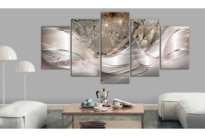 Taulu Sparkling Dandelions 5 Parts Beige Wide 100x50 - Artgeist sp. z o. o. - Sisustustuotteet - Taulu & taide - Canvas-taulu