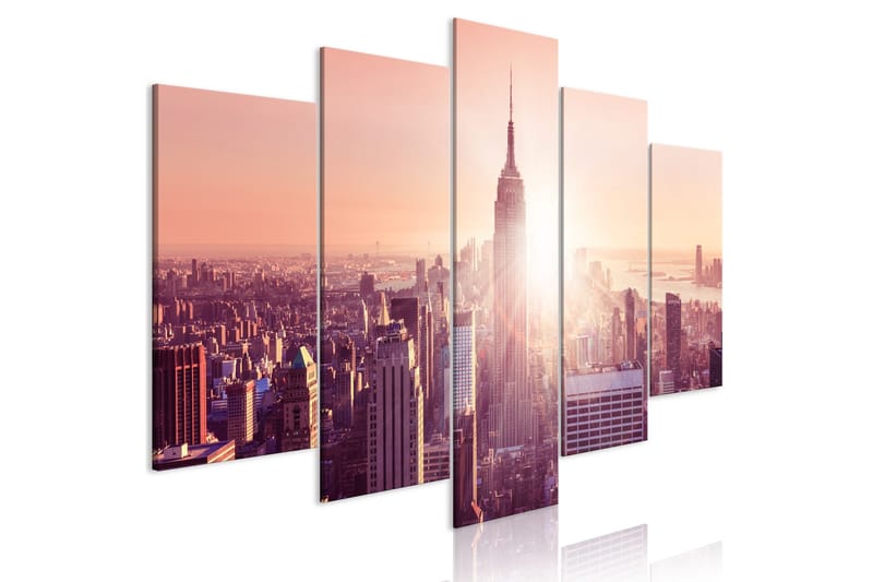 Taulu Sun Over Manhattan 5 Parts Wide Oranssi 200x100, Artgeist sp. z o. o.