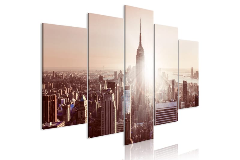 Taulu Sun Over Manhattan 5 Parts Wide Brown 100x50, Artgeist sp. z o. o.