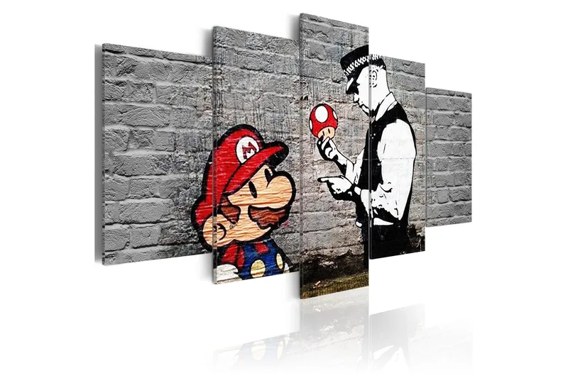 Taulu Super Mario Mushroom Cop Banksy 200x100, Artgeist sp. z o. o.