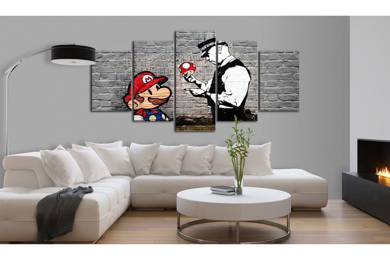 Taulu Super Mario Mushroom Cop Banksy 200x100 - Artgeist sp. z o. o. - Sisustustuotteet - Taulu & taide - Canvas-taulu