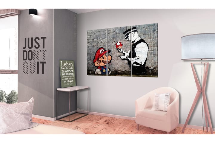 Taulu Super Mario Mushroom Cop By Banksy 90x60 - Artgeist sp. z o. o. - Canvas-taulu - Seinäkoristeet