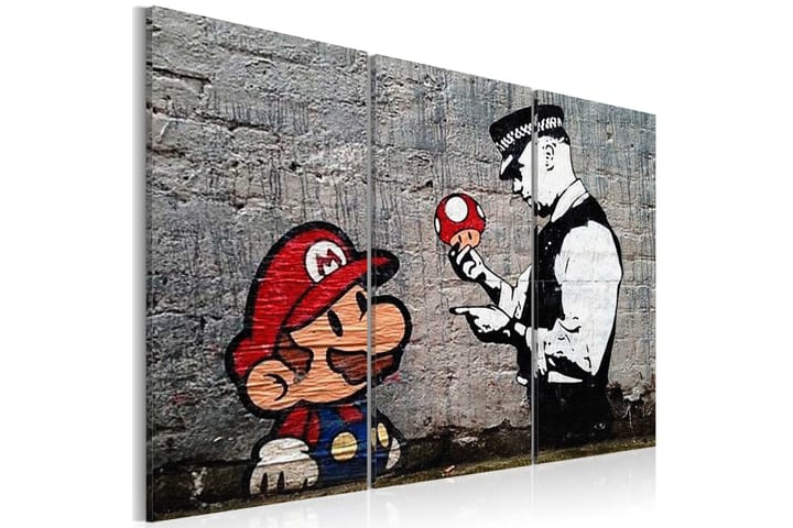 Taulu Super Mario Mushroom Cop By Banksy 90x60 - Artgeist sp. z o. o. - Canvas-taulu - Seinäkoristeet
