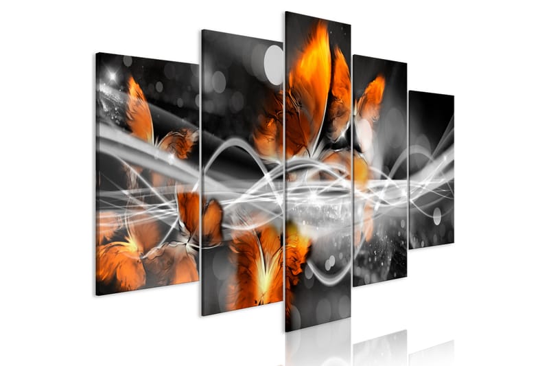 Taulu Swarm Of Butterflies 5 Parts Wide Grey 200x100 - Artgeist sp. z o. o. - Canvas-taulu - Seinäkoristeet