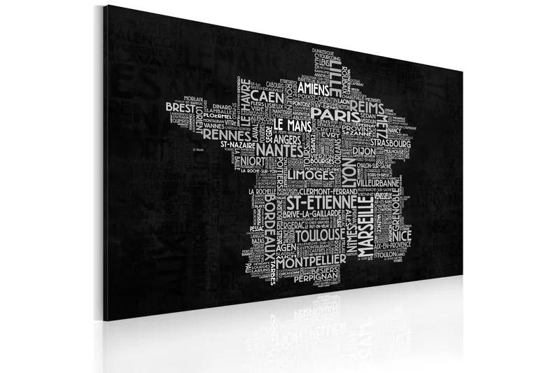 Taulu Text map of France on the blackboard 120x80, Artgeist sp. z o. o.